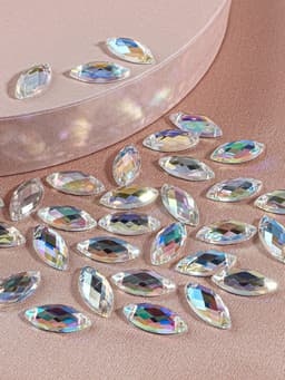 Стразы пришивные «Лепесток», лодочка, из органического стекла, с голографией, 7×15 мм, 50 шт.