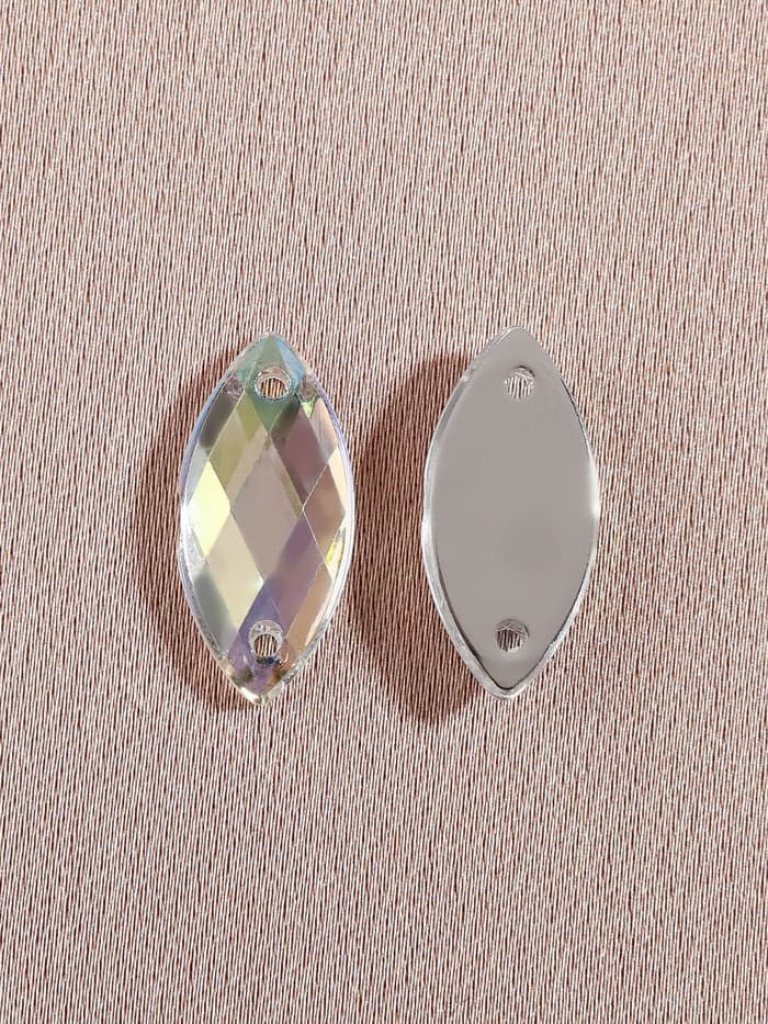 Стразы пришивные «Лепесток», лодочка, из органического стекла, с голографией, 7×15 мм, 50 шт.