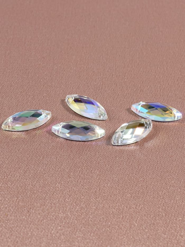 Стразы пришивные «Лепесток», лодочка, из органического стекла, с голографией, 7×15 мм, 50 шт.