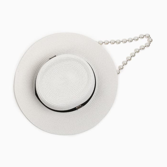 Шляпа женская с бусинами MINAKU, размер 56-58, цвет молочный