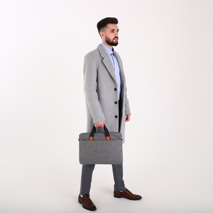 Сумка для ноутбука на молнии, наружный карман, держатель для чемодана, длинный ремень, 41×3×30 см, серая