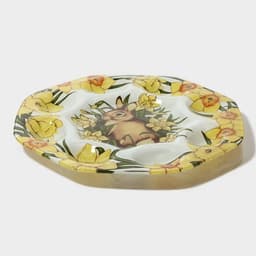 Подставка для яиц Доляна «Кролик в цветах», 8 ячеек, 22×22 см, стекло, жёлтая