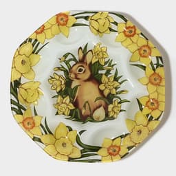 Подставка для яиц Доляна «Кролик в цветах», 8 ячеек, 22×22 см, стекло, жёлтая