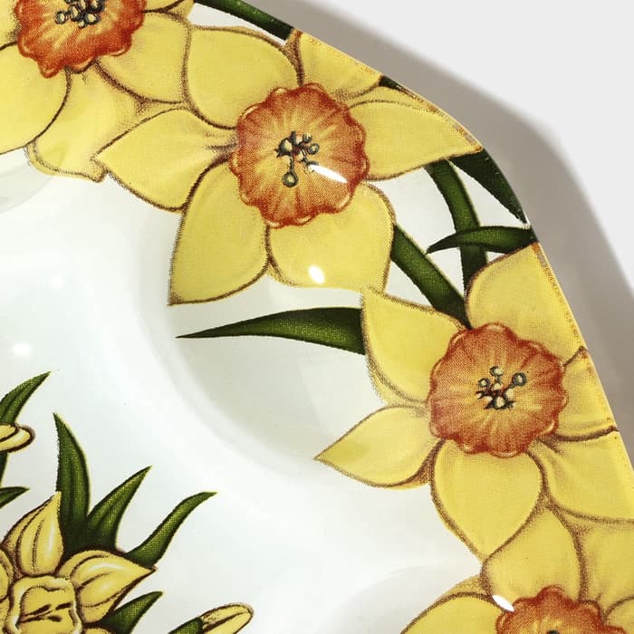 Подставка для яиц Доляна «Кролик в цветах», 8 ячеек, 22×22 см, стекло, жёлтая