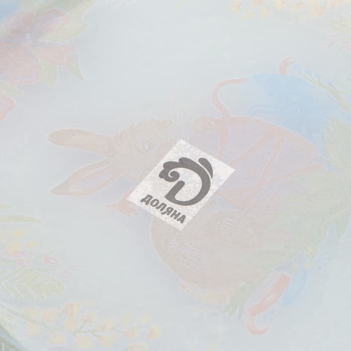 Подставка для яиц Доляна «Праздничный кролик», 37×24.5 см, 8 ячеек, под кулич d=20 см, стекло, голубая