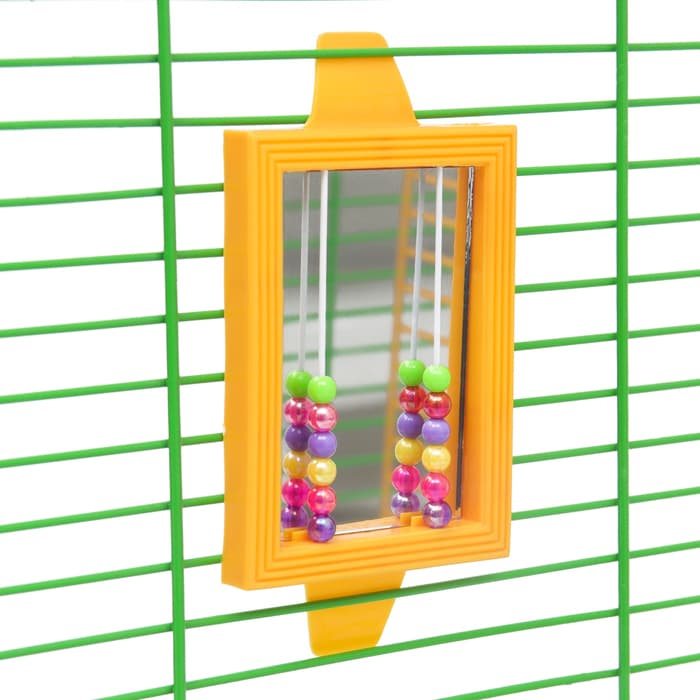 Игрушка для птиц «Зеркало с бусами», 13×6.7 см, цвет МИКС