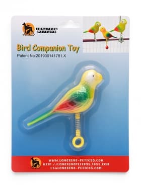 Игрушка для птиц «Птичка» на пружинке, 11.9×3.4×12.5 см, пластик, жёлтая