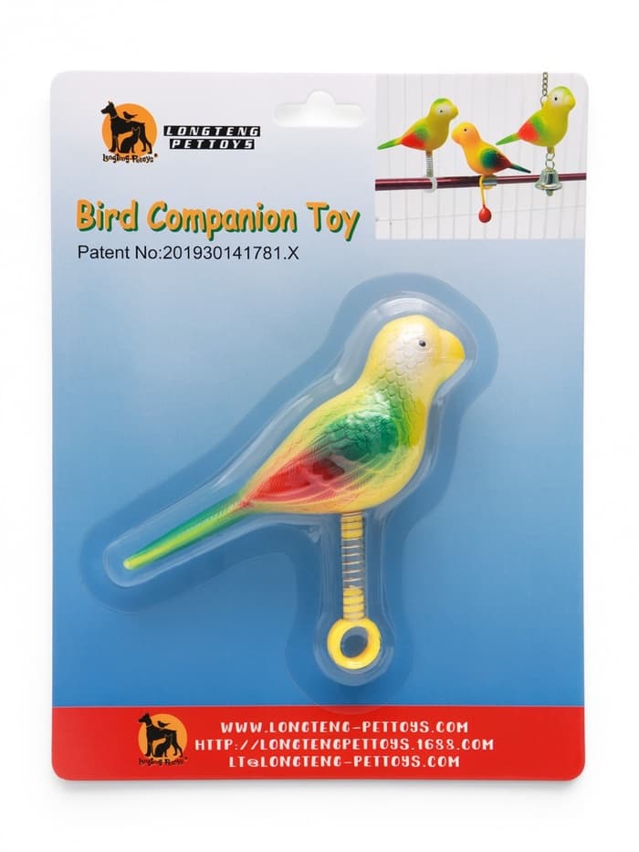 Игрушка для птиц «Птичка» на пружинке, 11.9×3.4×12.5 см, пластик, жёлтая