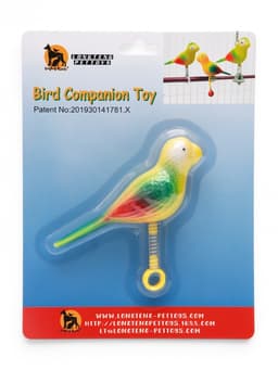 Игрушка для птиц «Птичка» на пружинке, 11.9×3.4×12.5 см, пластик, жёлтая