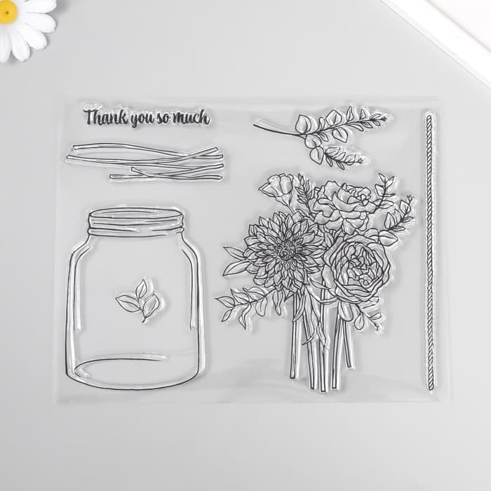 Штамп для творчества «Банка с цветами», 17×21.5×0.3 см