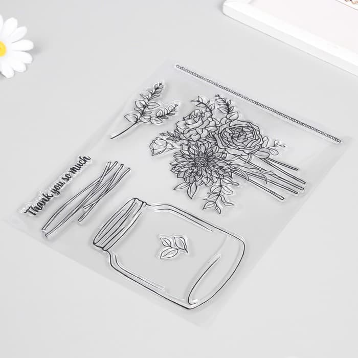 Штамп для творчества «Банка с цветами», 17×21.5×0.3 см