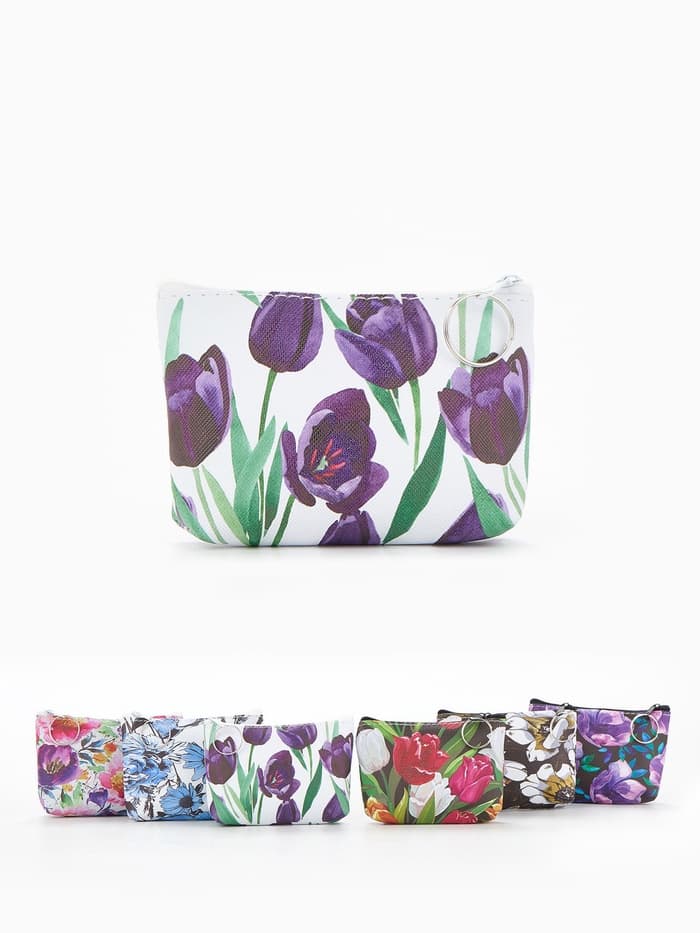 Кошелёк-монетница на молнии 12×2×9 см, с цветочным принтом, МИКС