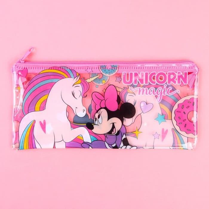 Пенал мягкий, 1 отделение, 95×205 мм, ПВХ, «Минни Маус и единорог»