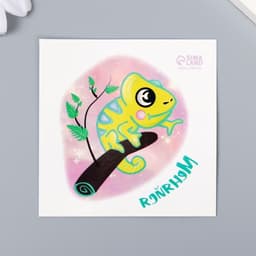 Переводная тату на тело цветная «Хамелеон на ветке: Меняйся», 6×6 см