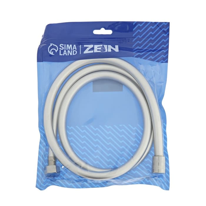 Душевой шланг ZEIN Z31PS, 150 см, гайки стальные, латунная втулка, силикон, серебристый, Имп/Имп