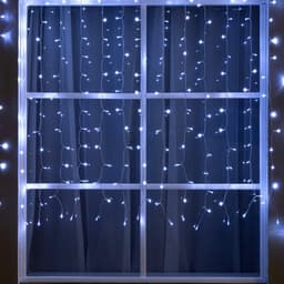 Гирлянда «Занавес» 2×1.5 м, IP44, прозрачная нить, 280 LED, свечение белое, 8 режимов, солнечная батарея