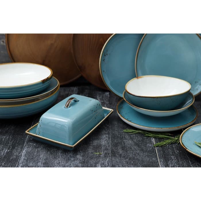 Маслёнка Magistro «Церера», 18×12 см, фарфор, голубая