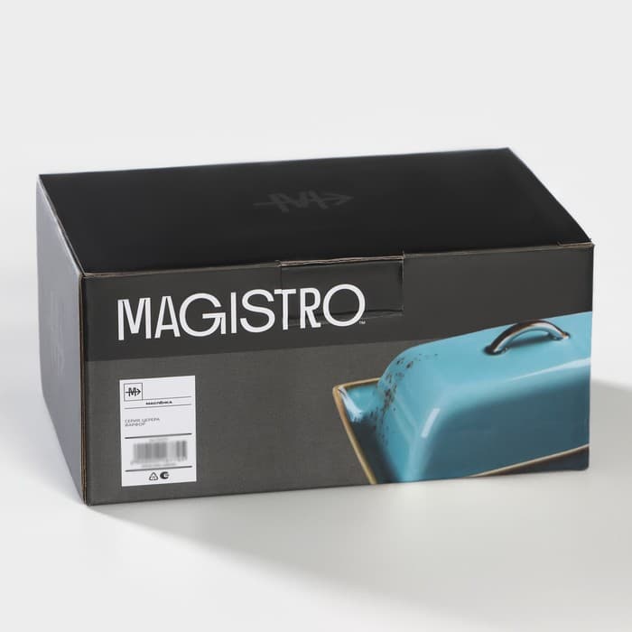 Маслёнка Magistro «Церера», 18×12 см, фарфор, голубая