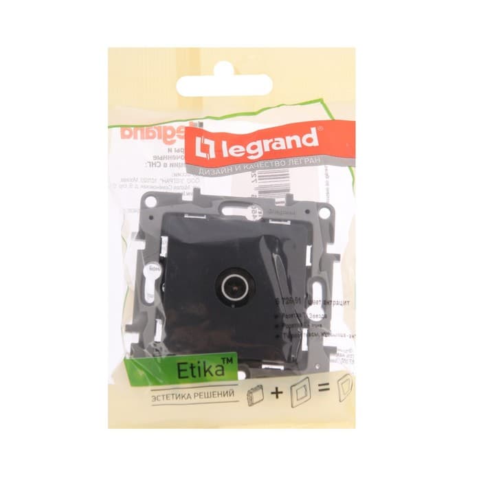 Розетка ТВ Legrand Etika, скрытая, одноместная, антрацит