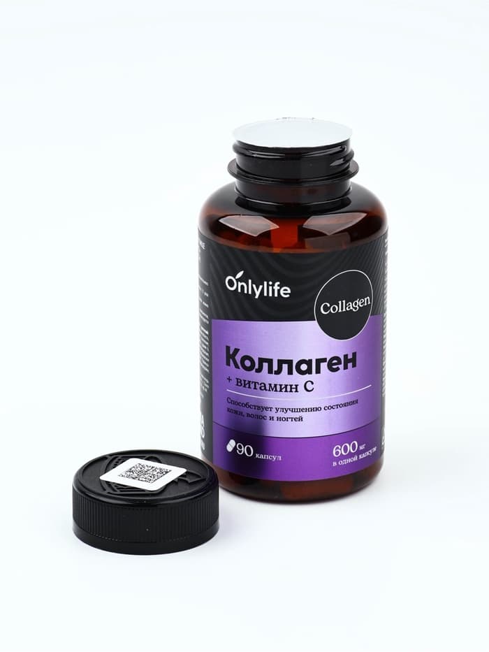 Коллаген, витамин С, для роста волос и ногтей, 90 капсул