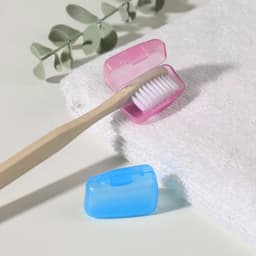 Колпачок - футляр для зубной щётки, набор - 2 шт., 3.8×2.2×1.8 см, розовый, голубой