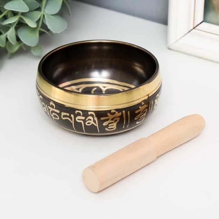 Поющая чаша «Иероглифы» с резонатором, музыкальный инструмент, 4.5×9.5×9.5 см
