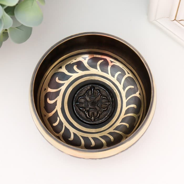 Поющая чаша «Иероглифы» с резонатором, музыкальный инструмент, 4.5×9.5×9.5 см