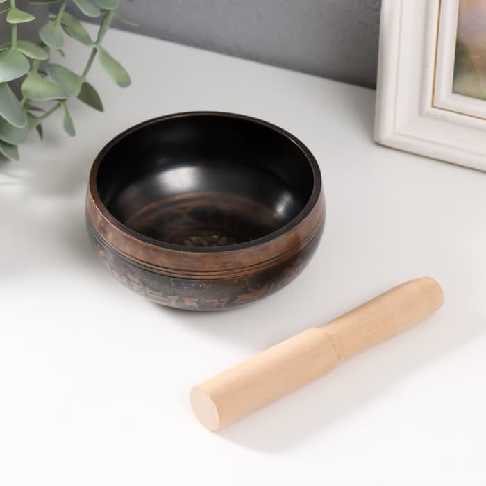 Поющая чаша «Иероглифы» с резонатором, музыкальный инструмент, 4.5×9.5×9.5 см