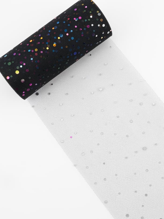 Фатин с разноцветными блёстками, 15 см, 23±1 м, 11±1 г/м², чёрный №40