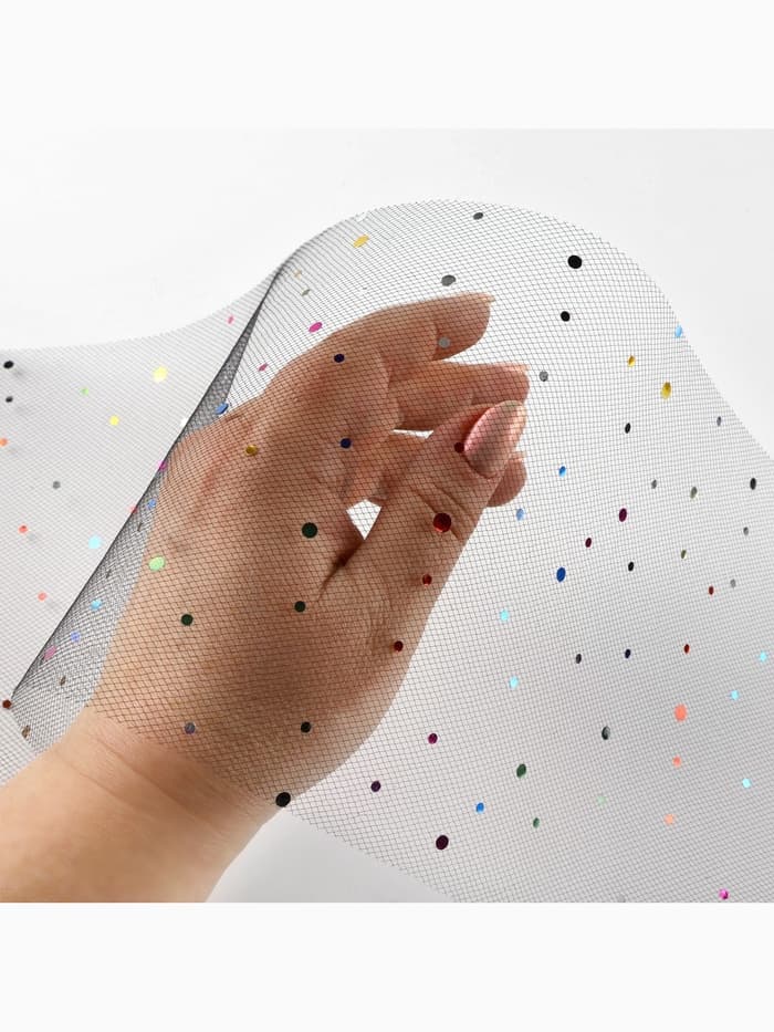 Фатин с разноцветными блёстками, 15 см, 23±1 м, 11±1 г/м², чёрный №40