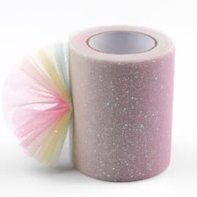 Фатин с глиттером «Радуга», 7.5 см, 9±0.5 м, 11±1 г/м², розовый №1