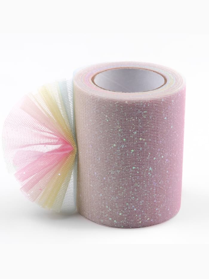 Фатин с глиттером «Радуга», 7.5 см, 9±0.5 м, 11±1 г/м², розовый №1