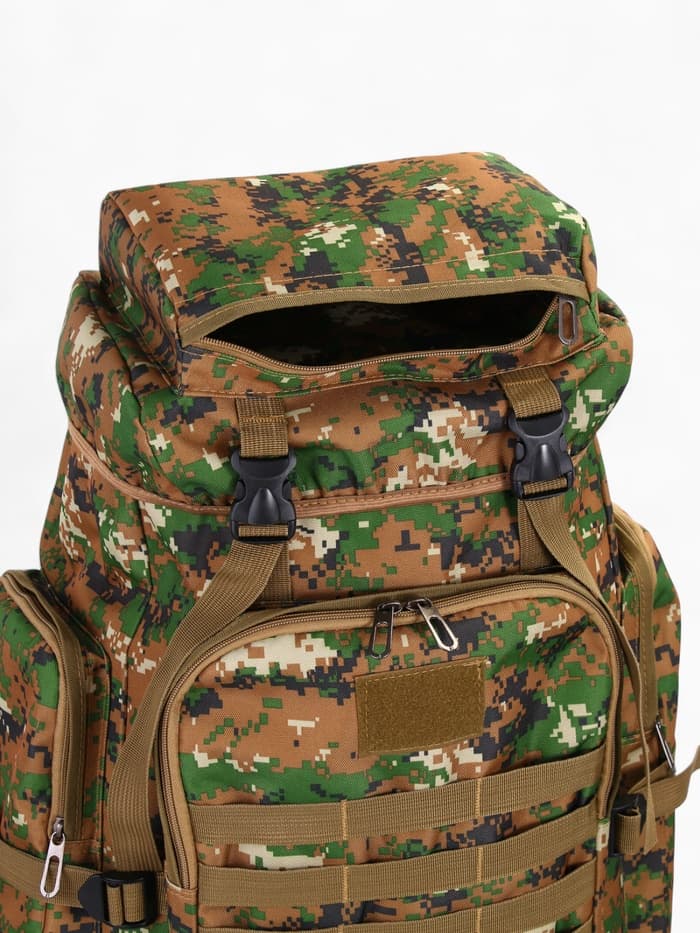 Рюкзак тактический туристический Adventure, 70 л, с карманами, расцветка пиксели, зелёный