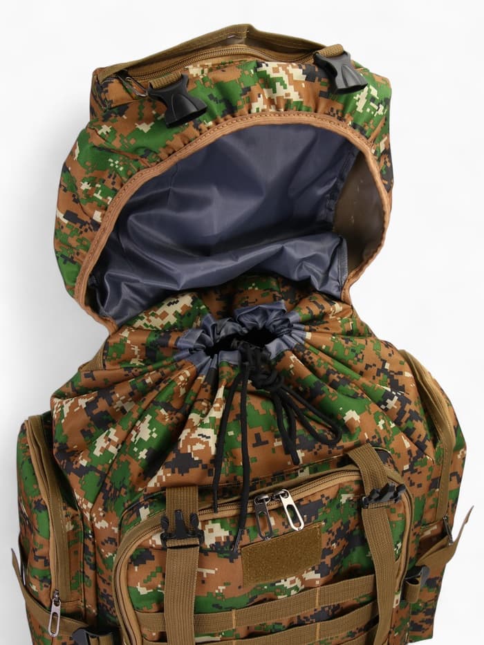 Рюкзак тактический туристический Adventure, 70 л, с карманами, расцветка пиксели, зелёный