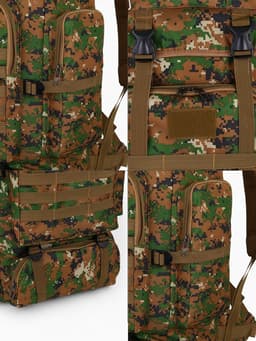 Рюкзак тактический туристический Adventure, 70 л, с карманами, расцветка пиксели, зелёный