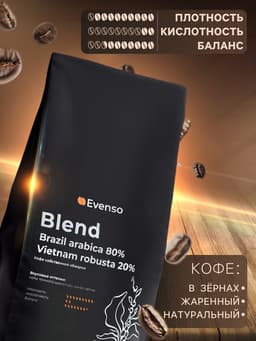 Кофе зерновой Evenso бленд 80/20, 1 кг