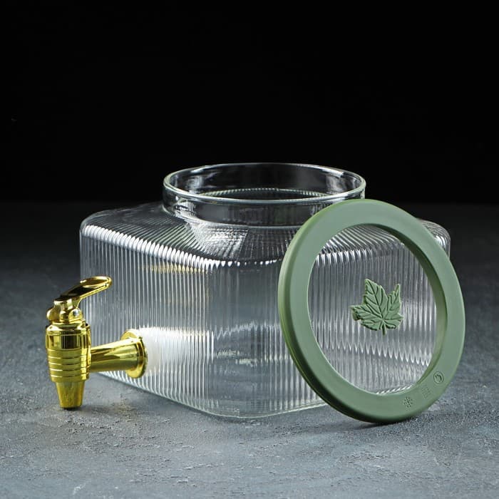 Диспенсер для напитков «Листок», 2.6 л, 18×13.5 см, стекло