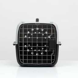Переноска для животных пластиковая с металлической дверью 47×30×35 см, вес до 12 кг, серая