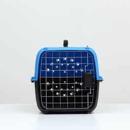 Переноска для животных с металлической дверью 47×30×35 см, вес до 12 кг, голубая