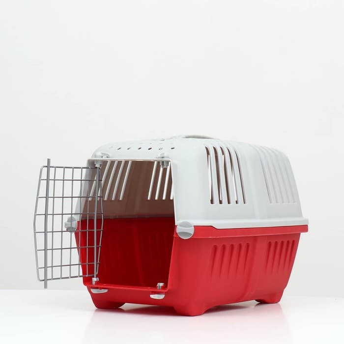 Переноска для животных, 47×30×35 см, вес до 9 кг, пластик, красная