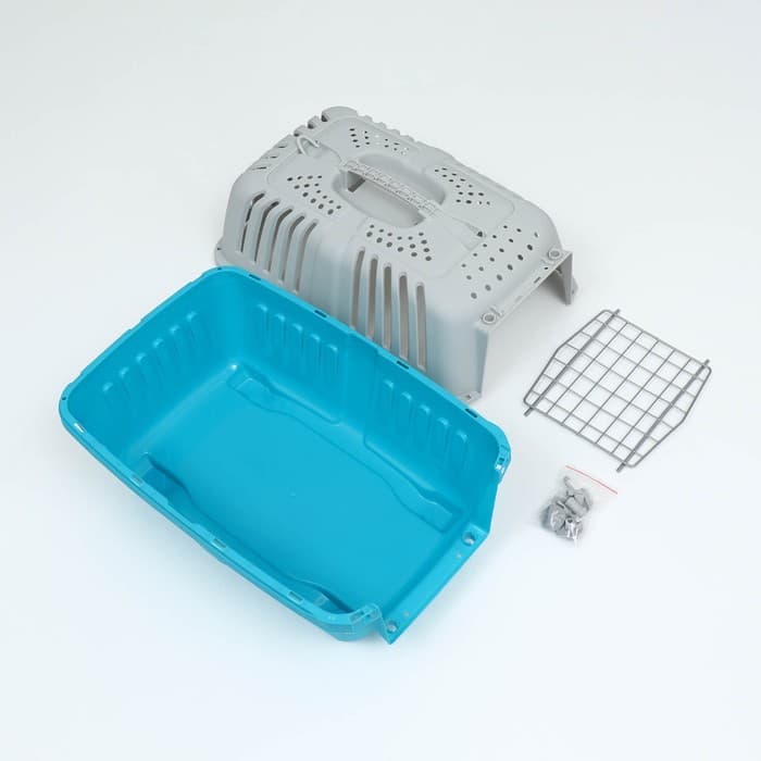 Переноска для животных, 47×30×35 см, вес до 9 кг, пластик, синяя