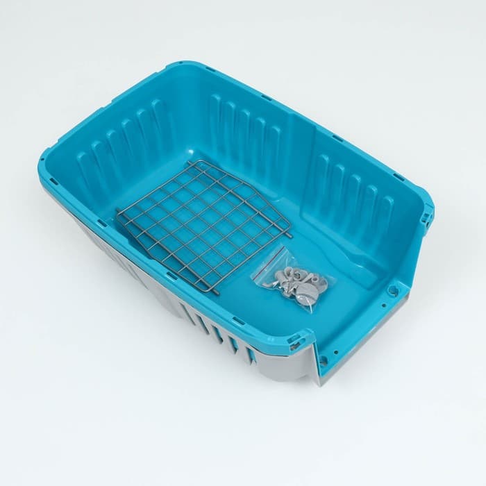 Переноска для животных, 47×30×35 см, вес до 9 кг, пластик, синяя