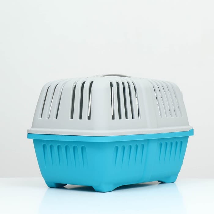 Переноска для животных, 47×30×35 см, вес до 9 кг, пластик, синяя