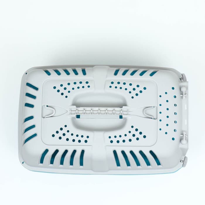 Переноска для животных, 47×30×35 см, вес до 9 кг, пластик, синяя