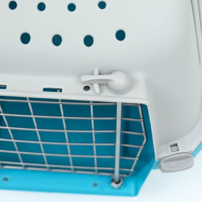 Переноска для животных, 47×30×35 см, вес до 9 кг, пластик, синяя