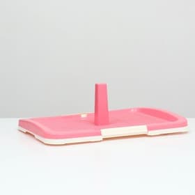 Туалет для собак, 47×34×5.5 см, с сеткой и столбиком, пластик, розовый