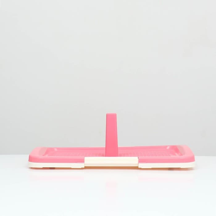 Туалет для собак, 47×34×5.5 см, с сеткой и столбиком, пластик, розовый