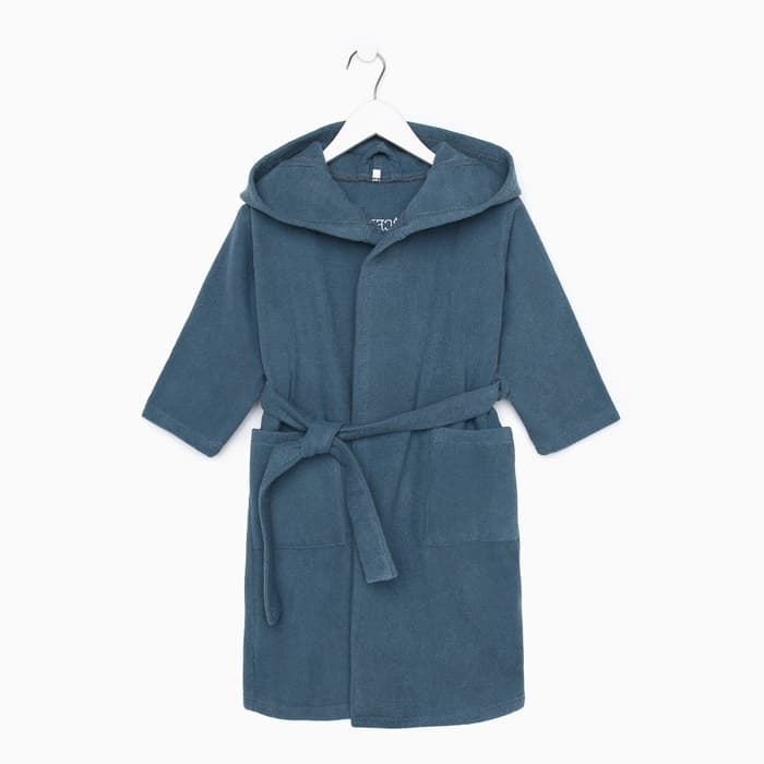 Халат махровый детский «Этель. Всегда первый», размер 32, морская волна