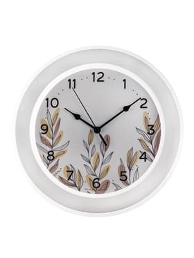 Часы настенные интерьерные «Листья», d=30 см, белые