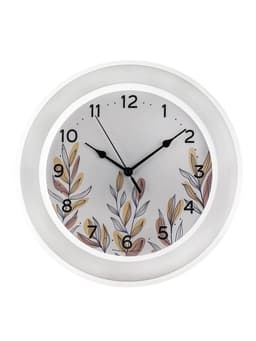 Часы настенные интерьерные «Листья», d=30 см, белые